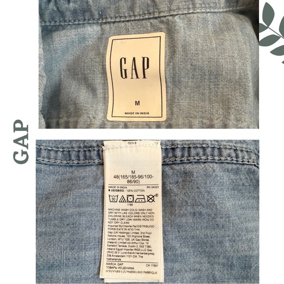 GAP Men’s Chambray Button-Up Shirt | Long Sleeve | Size Medium - Picture 6 of 6